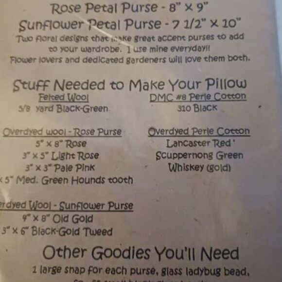 Vintage Flower Petal Purses Pattern - Bird Brain Designs - Felted Wool Purses - Picture 3 of 3